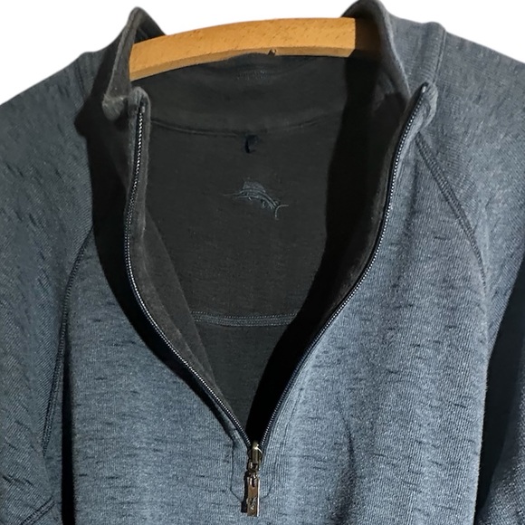 Men’s Large Tommy Bahama Quarter Zip Long Sleeve Blue Pullover Shirt Cotton - Picture 7 of 7